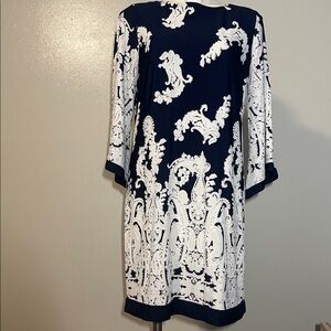 Sandra Darren Navy and White Dress